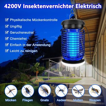 Elektrický likvidátor hmyzu, lampa na komáre 15 W 4200 V, pa - 2
