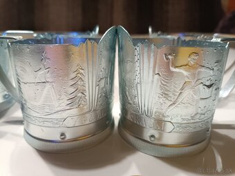 Podstakanniki – držiaky na čajové poháre (ZSSR), sada 6 ks - 2