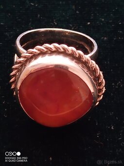 Prsteň strieborný s kameňom /Karneol/ - 2