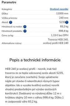 Oceľový nosník HEB 240 - 2