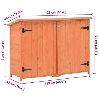 Záhradný úložný domček Drevený domček na náradie 128x42x91 c - 2