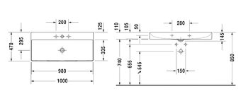 Predám Duravit DuraSquare umývadlo, 100x47 cm - 2