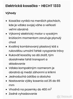 Nova elektricka kosacka HECHT 1333 - 2