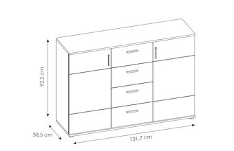 Komoda 2D4S Dub Craft Biely - 2