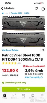Patriot Viper Steel DDR4 16 GB (2×8 GB) 4400 MHz - 2
