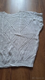 Ručne štrikované biele tričko - 2