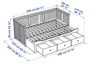 Rozkladacia postel Hemnes s 2 matracmi - 2