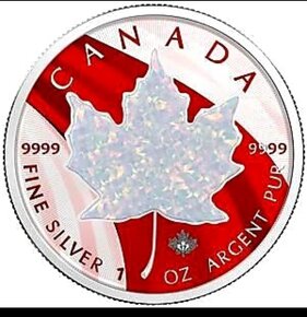 Investicne striebro mince minca Maple Leaf Opal - 2