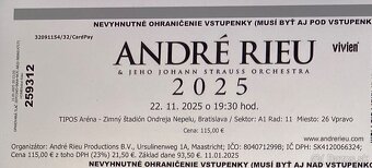 Koncert André Rieu - 22.11.2025 - Bratislava Tipos Aréna - 2