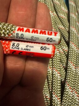 Nepoužité Laná Mammut Alpine Classic 8,0mm. - 2