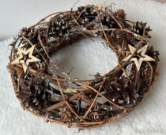 PRírodNý VIANOČNý VENIEC(handmade) + strieborná 3D hviezda - 2