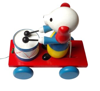 Dřevěná hračka - Tahací pejsek s bubnem - 2