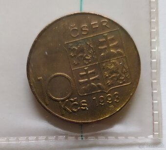 10 Kčs 1993 Štefaník - POOTOČENY RUB MINCE. - 2