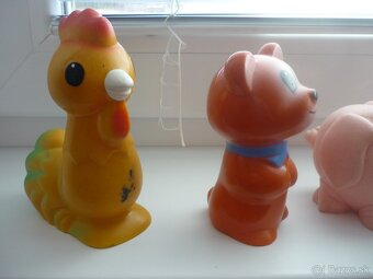 Retro pískacie hračky, staré, zberateľské. - 2