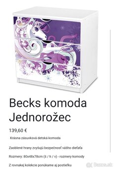 Posteľ s výsuvným lôžkom 90x200+komoda konik+ružová stolička - 2
