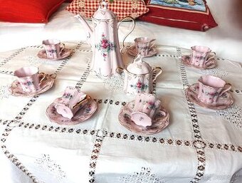 Růžový porcelán - čajová souprava - 2