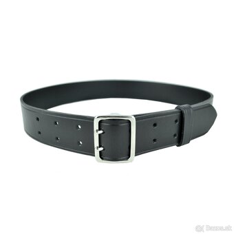 Luxusný pánsky kožený opasok s kovovou prackou čierny - 2