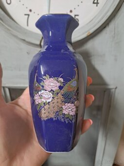 Modrá japonská keramická váza - 2