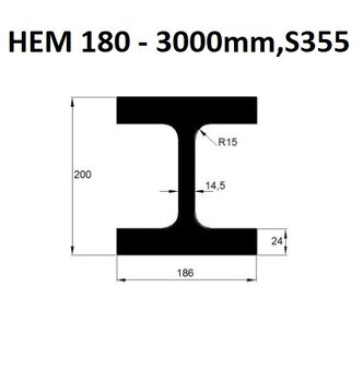 Predám hutný materiál nosník HEM 180 - 3000mm, S355 - 8ks - 2