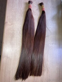 Predám ľudské vlasy na napájanie  53 cm, medena farba - 2