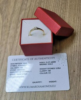 Zlatý prateň s diamantom vaha 1,25gramu - 2