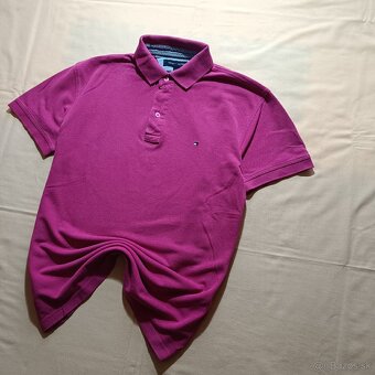 Tommy Hilfiger ružová polokošeľa krátky rukáv malinová M - 2