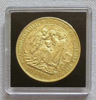 Zlatá 100 koruna FJI, 2017/1907, "korunovačná", novorazba - 2