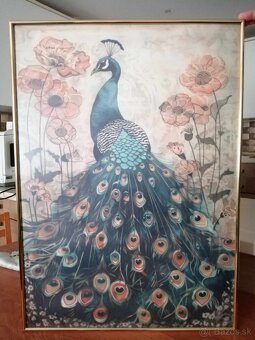 Obraz páva s kvetmy - 2
