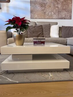 Biely lesklý rozkladací konferenčný stolík - 2