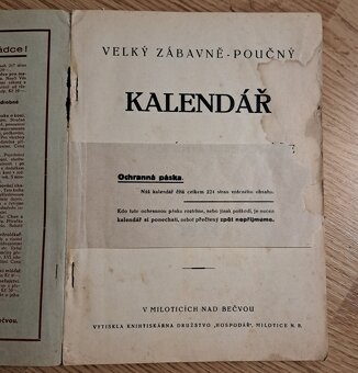 Starožitný milotický kalendár 1934 - 2