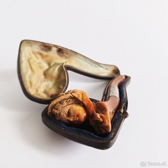 Starožitná ručne vyrezávana fajka z morskej peny -  Žena v k - 2