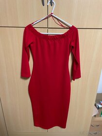 Šaty s odhalenými ramenami Zara, červené, 36 - 2