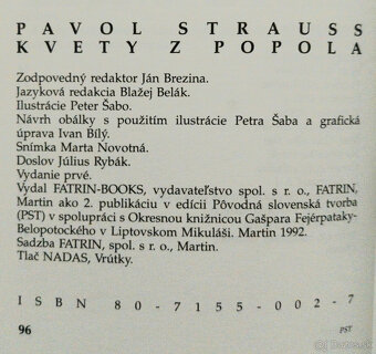 Predám knihu Pavol Strauss – Kvety z popola, 1992 - 2