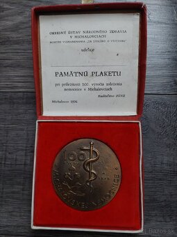 Plaketa 100rokov nemocnice Michalovce - 2