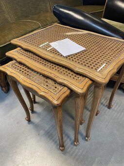 Vintage stolčeky, set trio, drevo, v 45x 55x 37 cm , dovoz B - 2