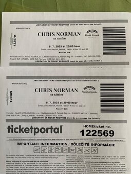 2 lístky CHRIS NORMAN 8.7.2025 - 2