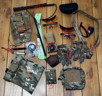 Airsoft Multicam sumky, rukavice, bateria, okuliare atď - 2