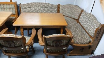 Masivná rustikálna lavica+rozkl.stôl+2×stolička - 2