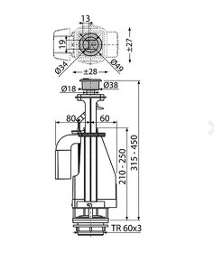 Vypúšťací ventil s dvojtlačítkom ALCA plast - 2