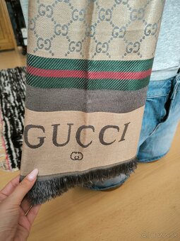 Luxusný dámsky šál Gucci - svetlohnedý - 2