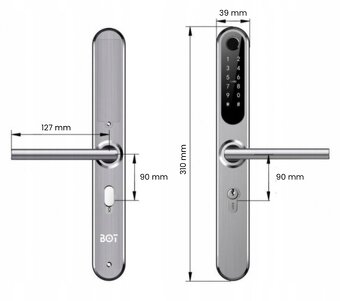 BOT Chytrá kľučka TTLock H1 strieborná 90 mm - 2