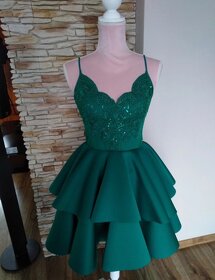 Smaragdové spoločenské šaty S a M - 2
