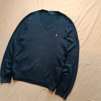 Polo Ralph Lauren sveter s výstrihom do V modrý zelený M - 2