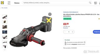 PARKSIDE PERFORMANCE®Aku uhlová brúska PPWSFA 20-Li C4 Záruk - 2