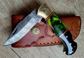 nový kapesní Damaškový nôž handmade + pouzdro A+ - 2
