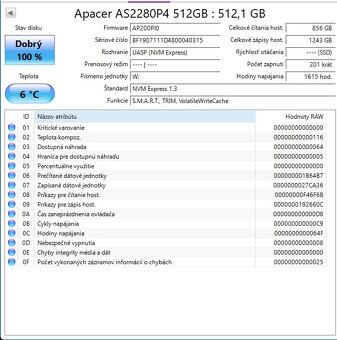 SSD Apacer 512GB M.2 NVM - 2