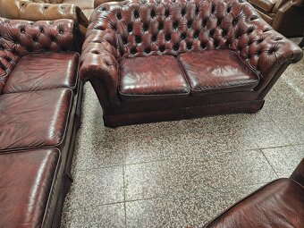 CHESTERFIELD ŠTÝL,SEDAČKA KOŽENÁ DVOJFAREBNÁ - 2