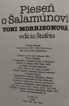 Predám knihu Toni Morrisonová – Pieseň o Šalamúnovi, 1981 - 2