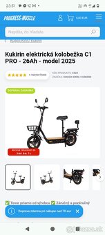 Predám Kurkin elektrickú kolobežku C1 Pro 26 Ah-model 2025 - 2