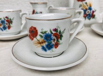 Porcelanova sada vintage stara salky a cajnik pre babiky - 2